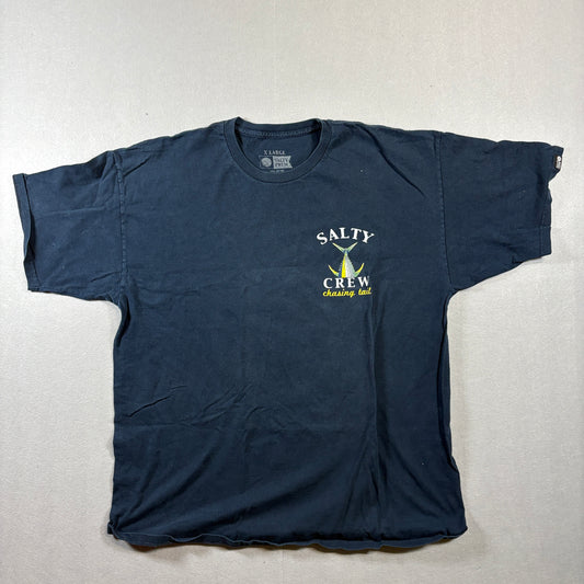 Salty Crew Tuna Fishing T Shirt XL Fits Like X Navy Graphic Surf Skate