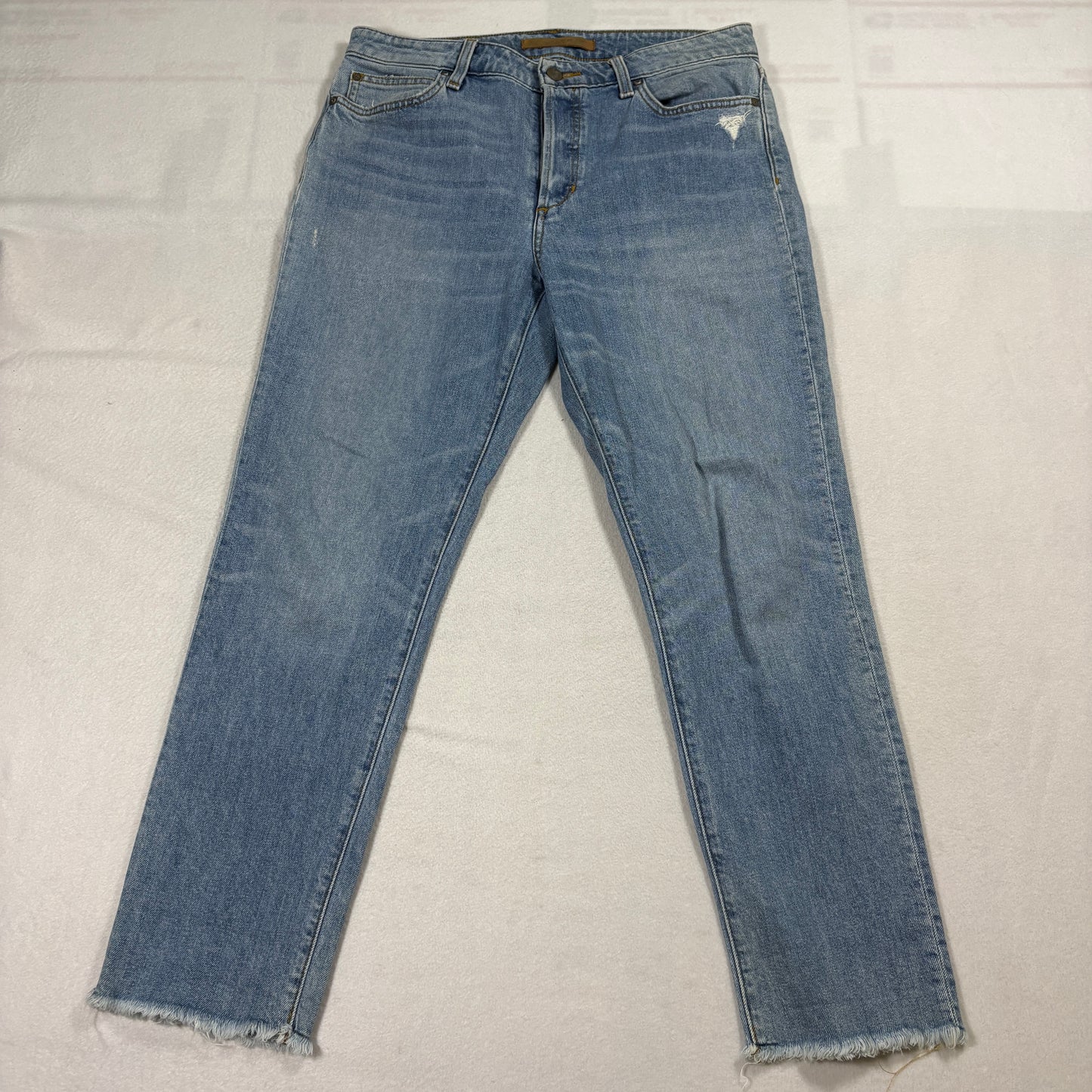 Joe’s Jeans Womens Size 28 Light Wash Raw Hem Straight Leg Stretch Y2K Denim