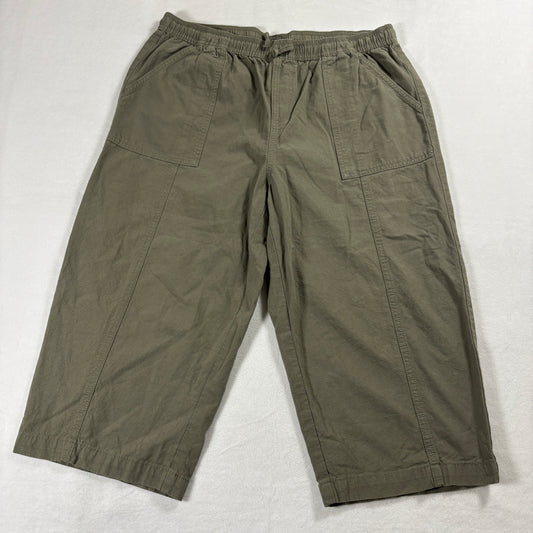 Style & Co Pants Womens L Olive Green Crop Elastic Waist Casual Y2K Vintage Soft