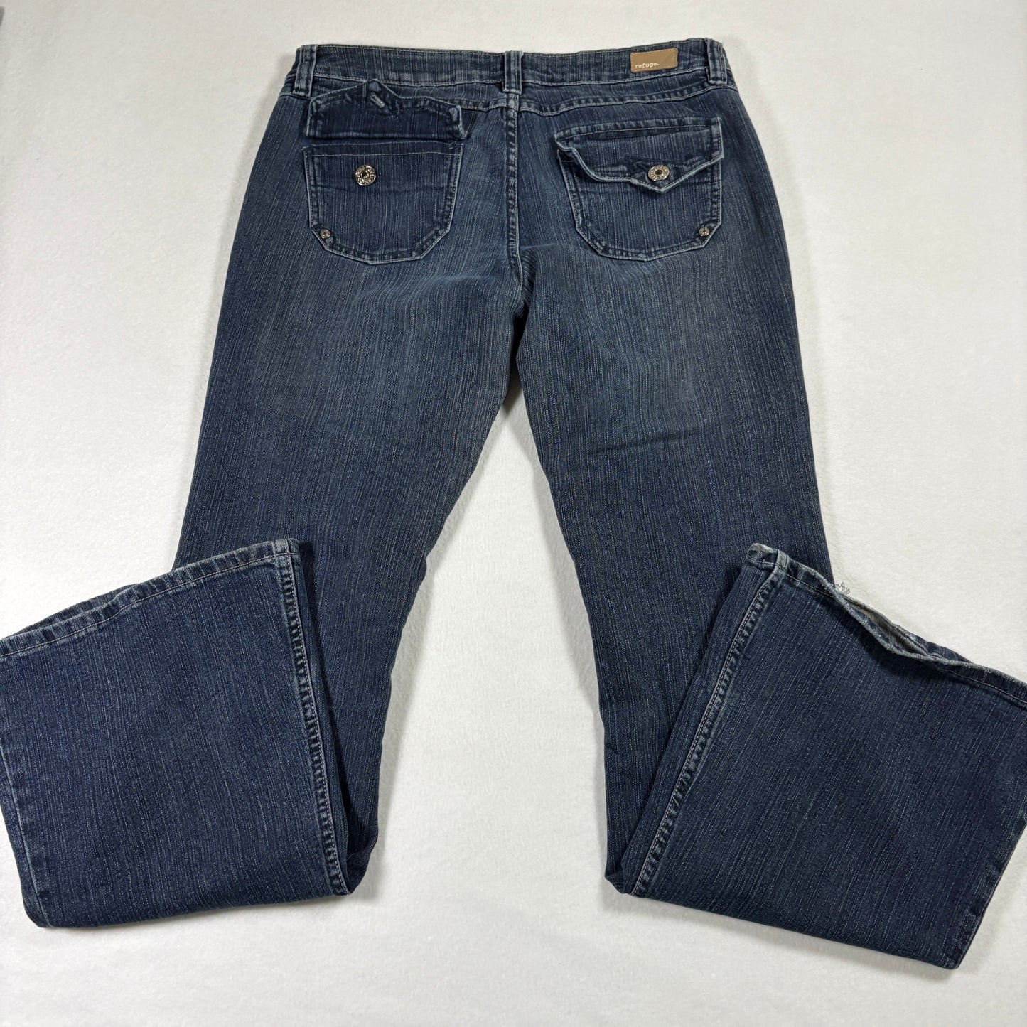 Refuge Womens Jeans 11 Blue Button Fly Y2K Vintage Grunge Stretch Bootcut Denim