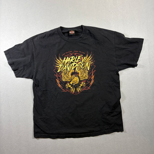 Harley Davidson Eagle Graphic T Shirt XL Fits Like X Black Biker Moto Tshirt USA