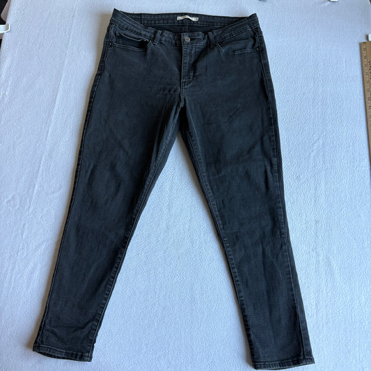 Levis 711 Skinny Womens W32 Black Gray Stretch Denim Jeans Mid Rise Slim WaterLess
