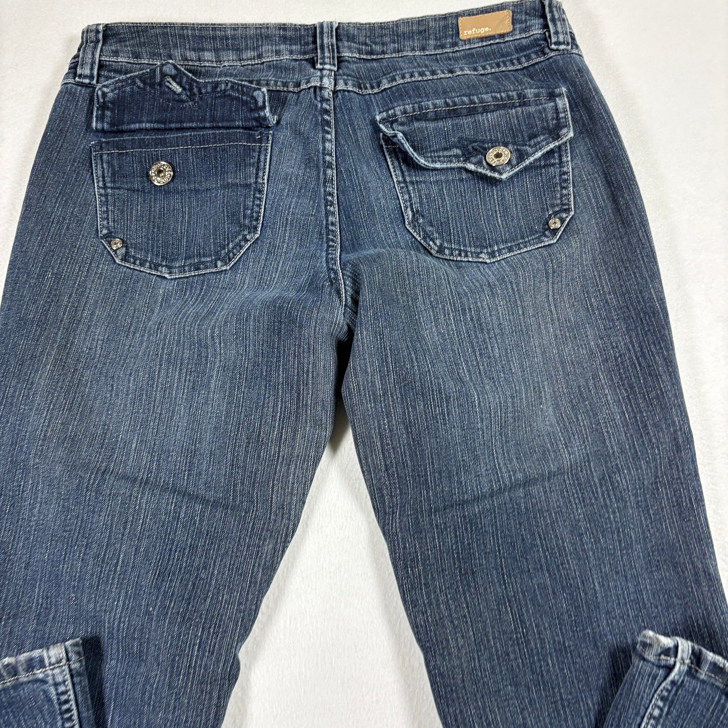 Refuge Womens Jeans 11 Blue Button Fly Y2K Vintage Grunge Stretch Bootcut Denim