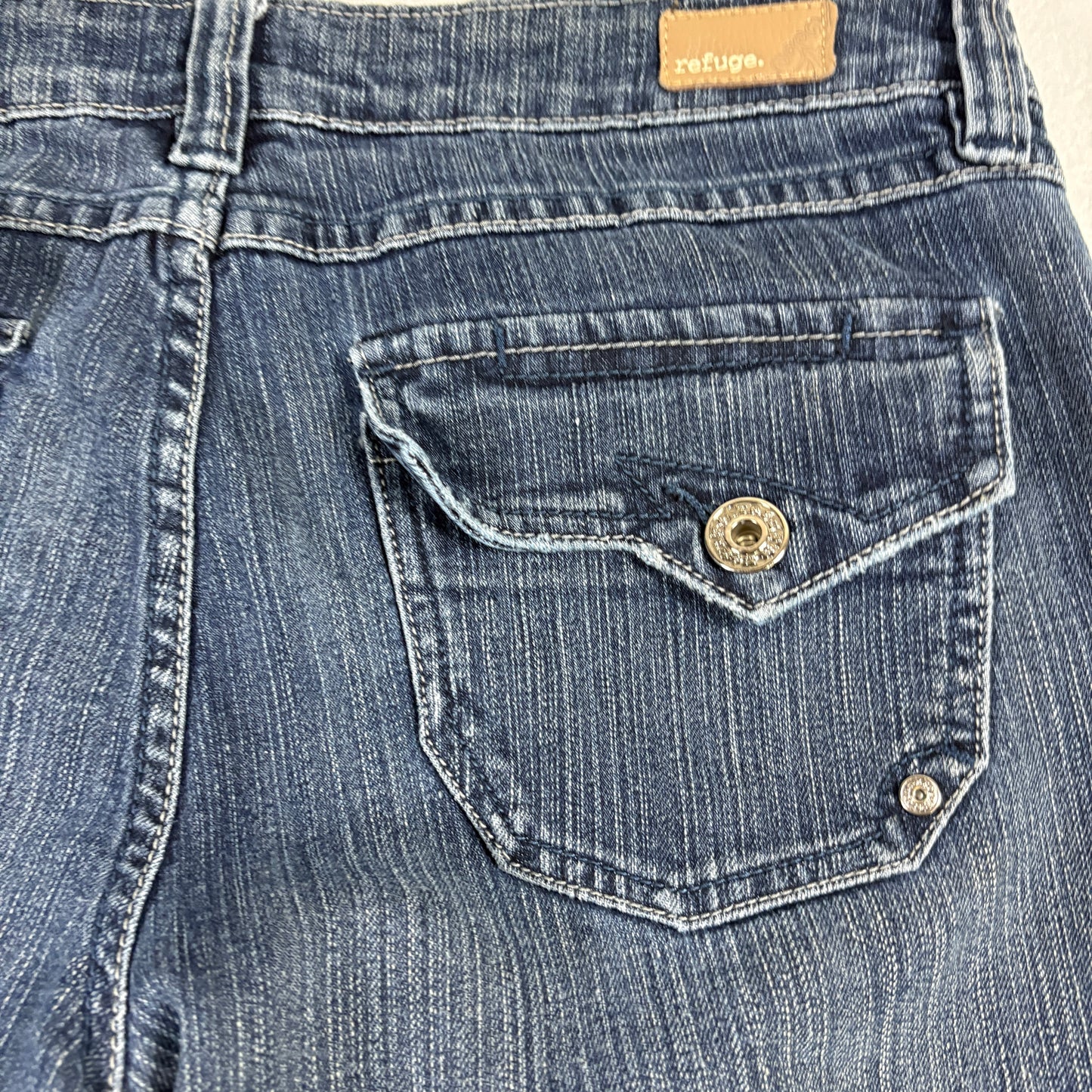 Refuge Womens Jeans 11 Blue Button Fly Y2K Vintage Grunge Stretch Bootcut Denim