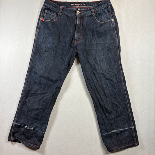 Y2K Embroidered Denim Jeans Five Jungle Co Tag 40 Fits Like 36X28 Dark Wash