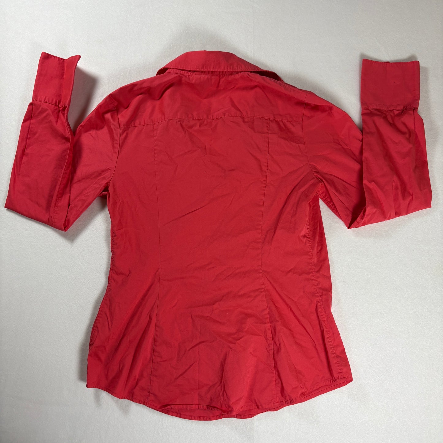 Calvin Klein Women’s Button Up Shirt Red Long Sleeve Collared Blouse Medium