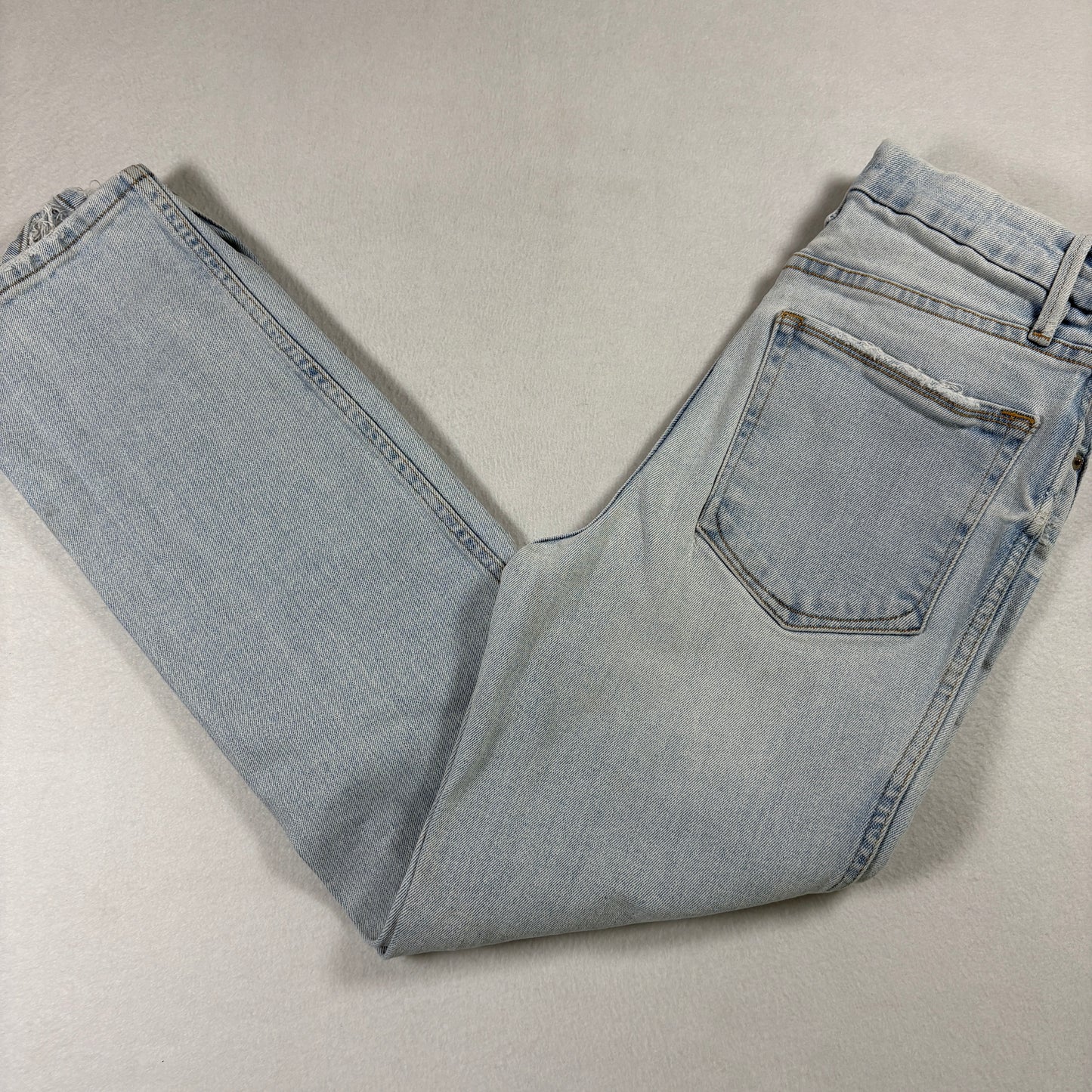 Good American Womens Jeans 4/27 Light Wash Distressed Ripped Y2K Grunge Denim