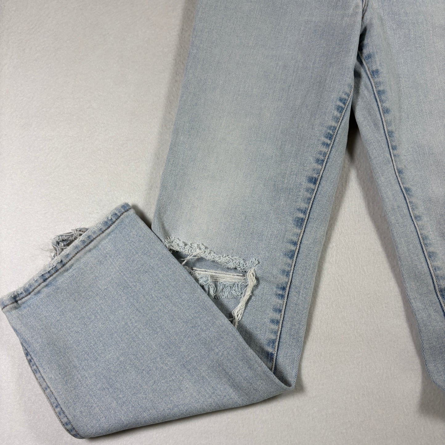 Good American Womens Jeans 4/27 Light Wash Distressed Ripped Y2K Grunge Denim