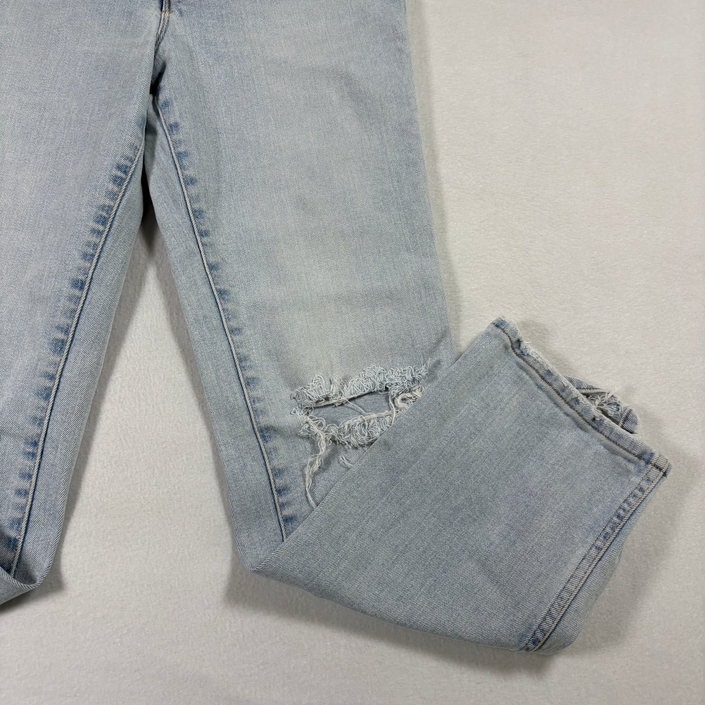 Good American Womens Jeans 4/27 Light Wash Distressed Ripped Y2K Grunge Denim