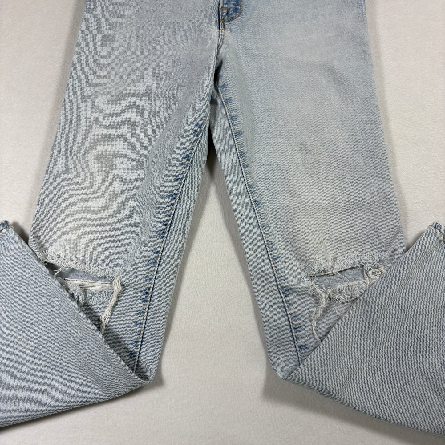 Good American Womens Jeans 4/27 Light Wash Distressed Ripped Y2K Grunge Denim