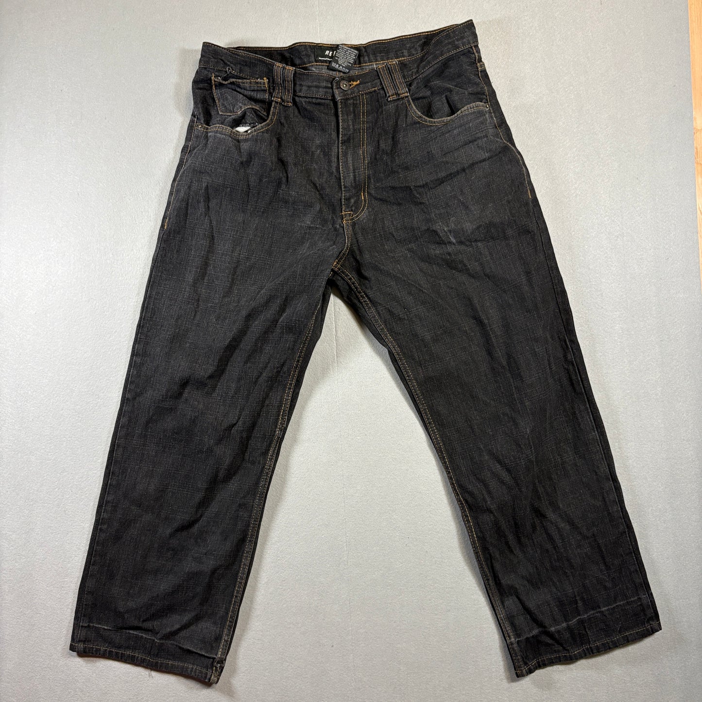 Y2K Baggy Straight Leg Jeans Refuse Denim 36x32 Fits Like 34X27 Dark Wash Skate