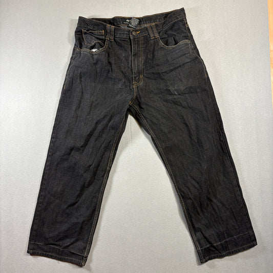 Y2K Baggy Straight Leg Jeans Refuse Denim 36x32 Fits Like 34X27 Dark Wash Skate