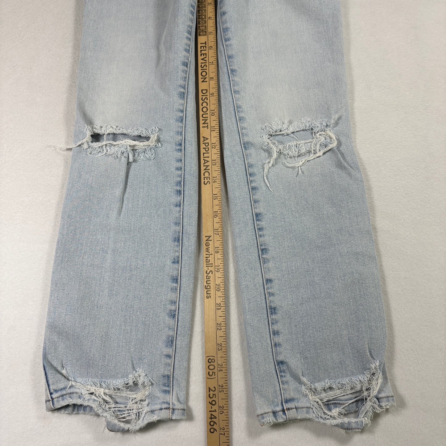 Good American Womens Jeans 4/27 Light Wash Distressed Ripped Y2K Grunge Denim