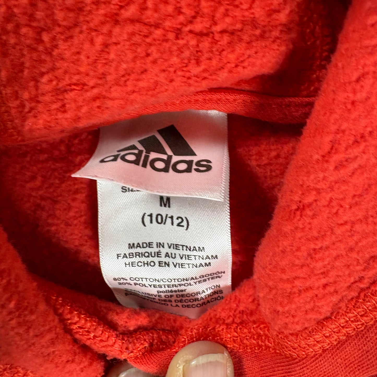 Adidas Kids Hoodie Red Navy Pullover Sweatshirt Logo Medium 10/12