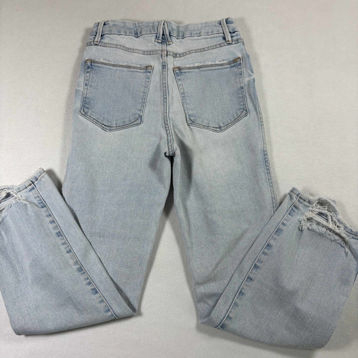 Good American Womens Jeans 4/27 Light Wash Distressed Ripped Y2K Grunge Denim