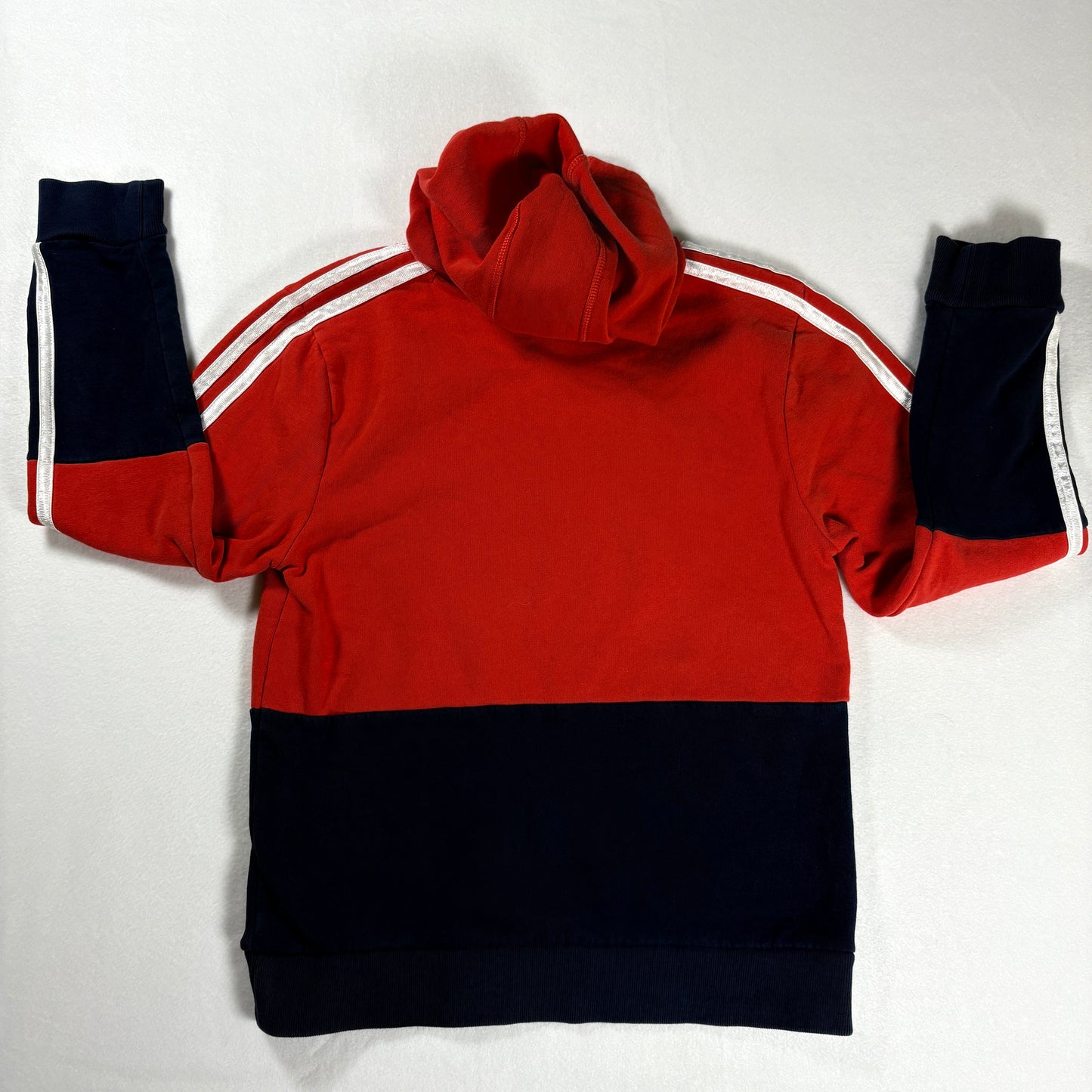 Adidas Kids Hoodie Red Navy Pullover Sweatshirt Logo Medium 10/12