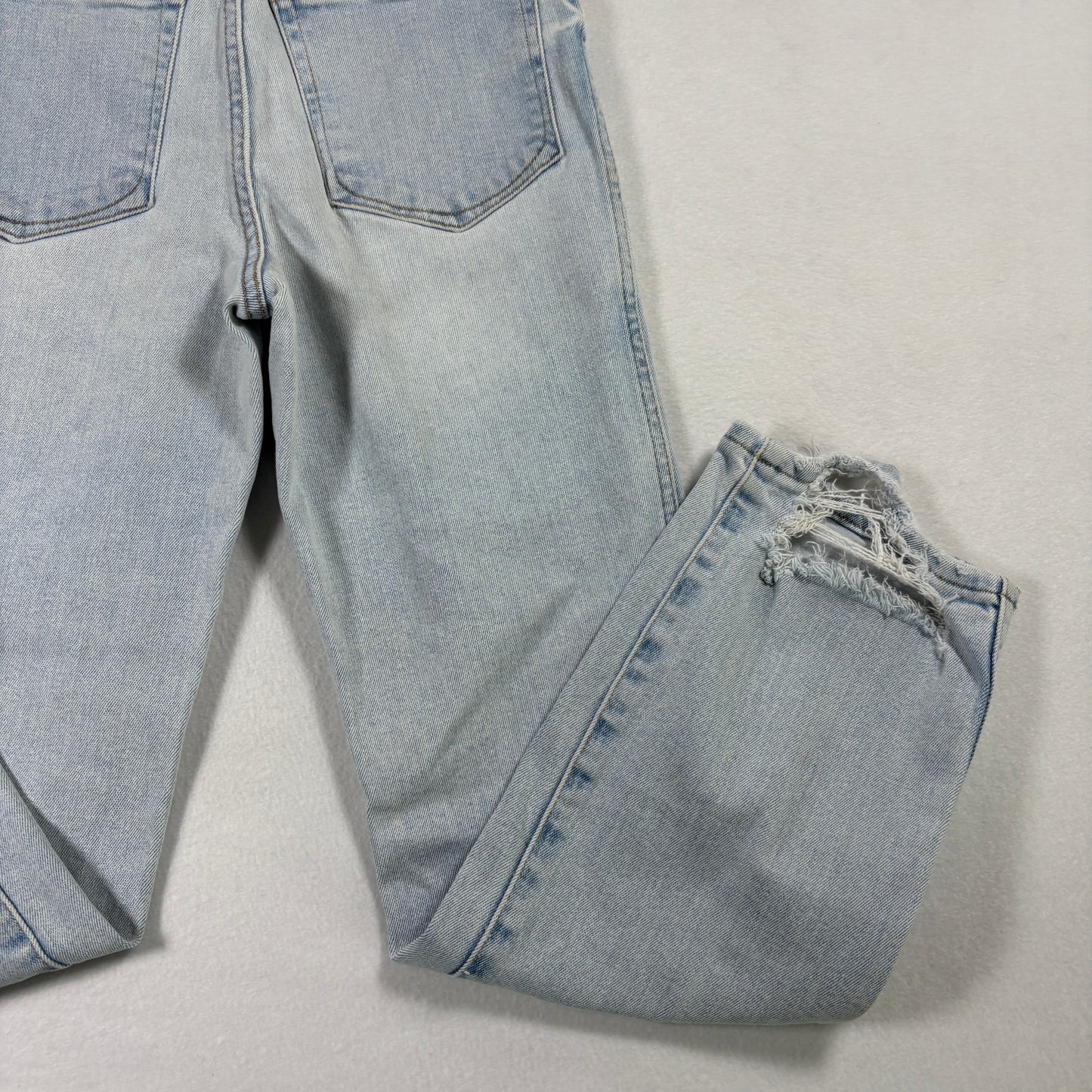 Good American Womens Jeans 4/27 Light Wash Distressed Ripped Y2K Grunge Denim