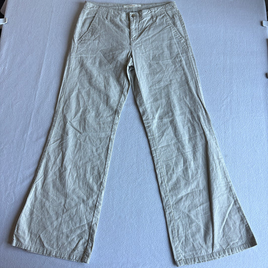 Mavi Womens Linen Blend Wide Leg Pants Beige High Rise Casual Summer Trouser XS
