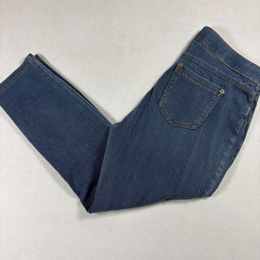 Womens Jeans 10 Blue Pull On Jeggings Stretch Denim Curvy Bootcut Y2K Vintage
