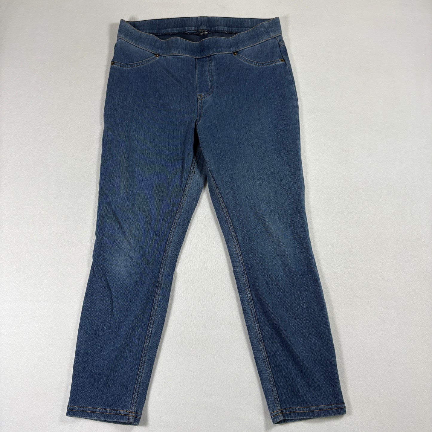 Womens Jeans 10 Blue Pull On Jeggings Stretch Denim Curvy Bootcut Y2K Vintage