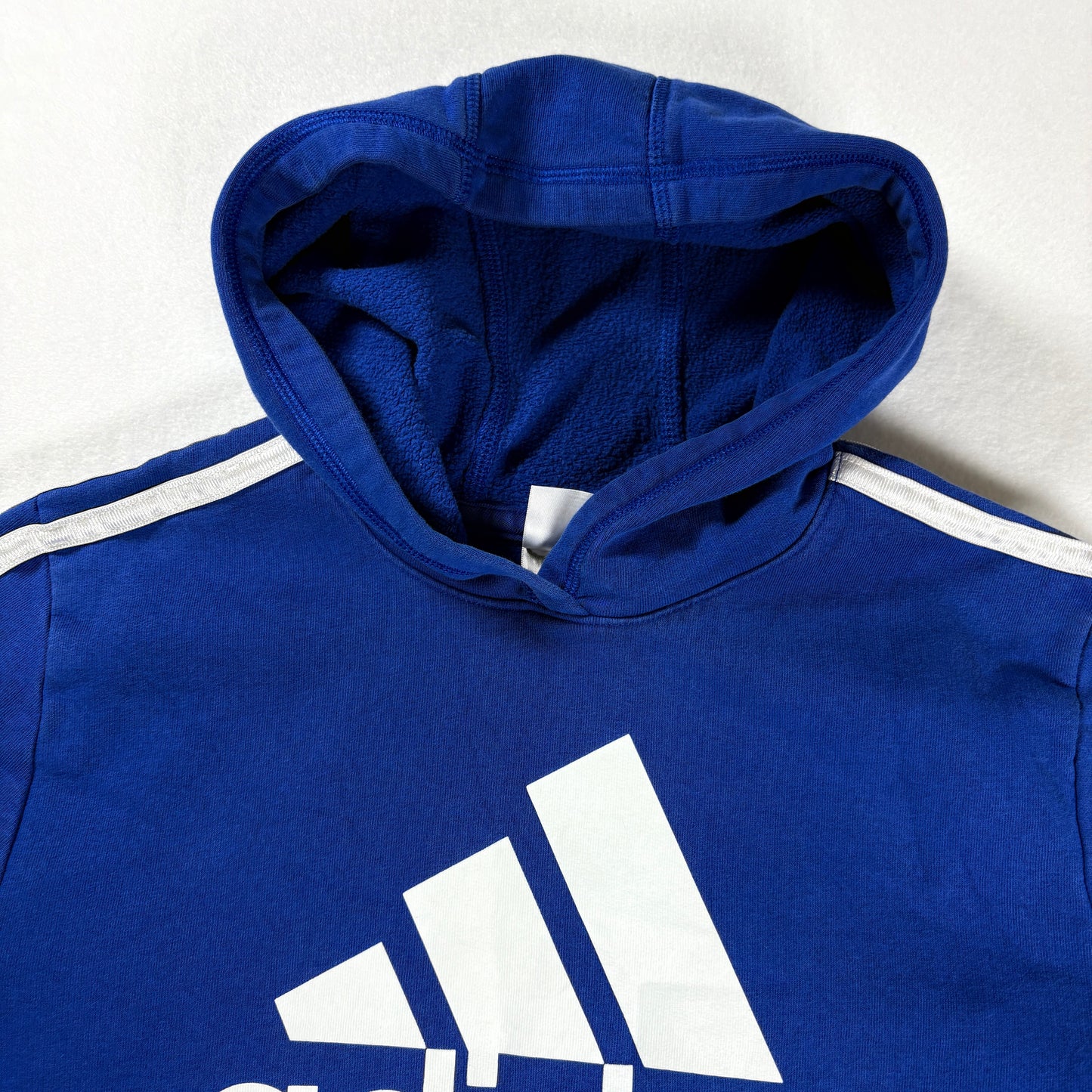 Adidas Kids Hoodie Blue Black Pullover Sweatshirt Logo Medium 10/12