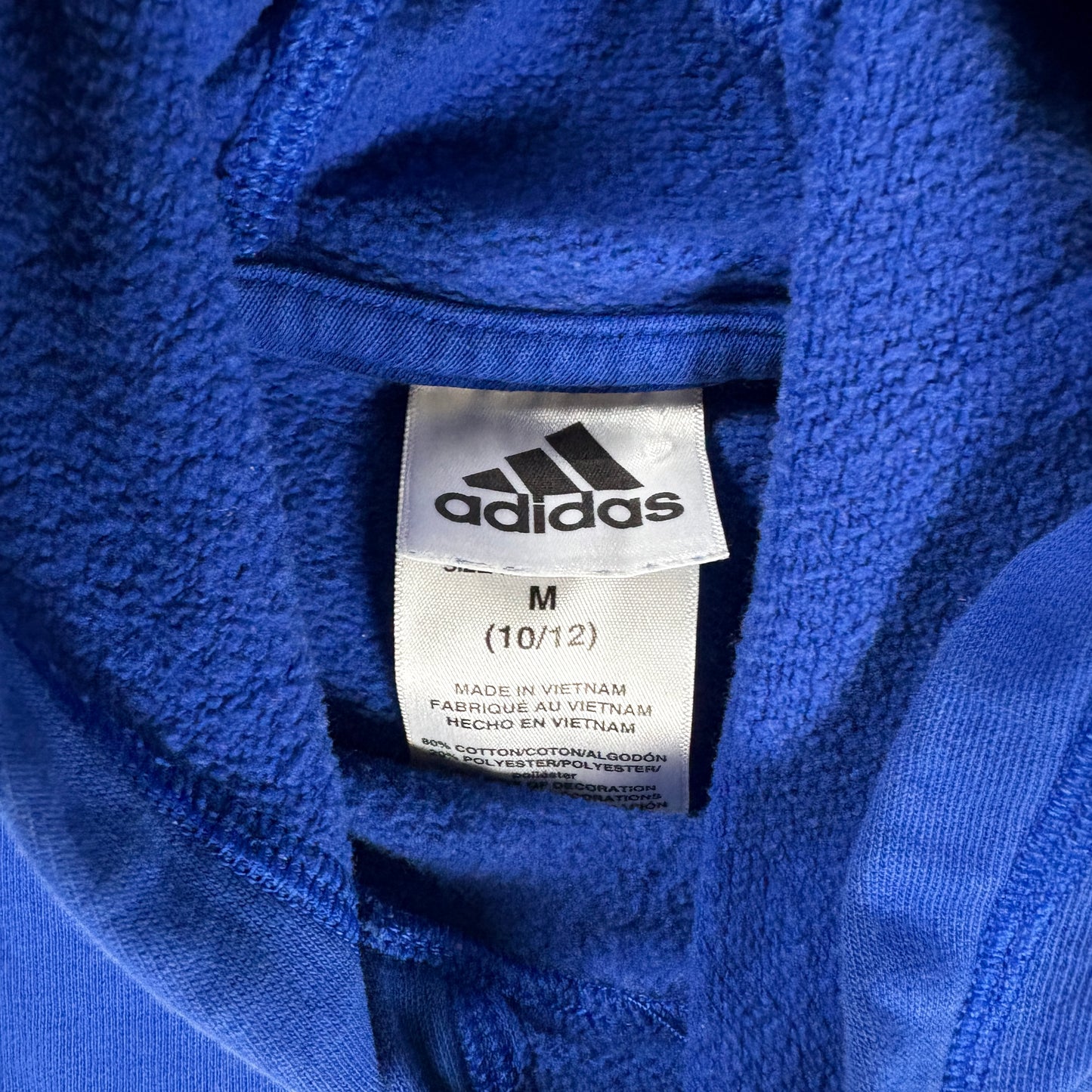 Adidas Kids Hoodie Blue Black Pullover Sweatshirt Logo Medium 10/12