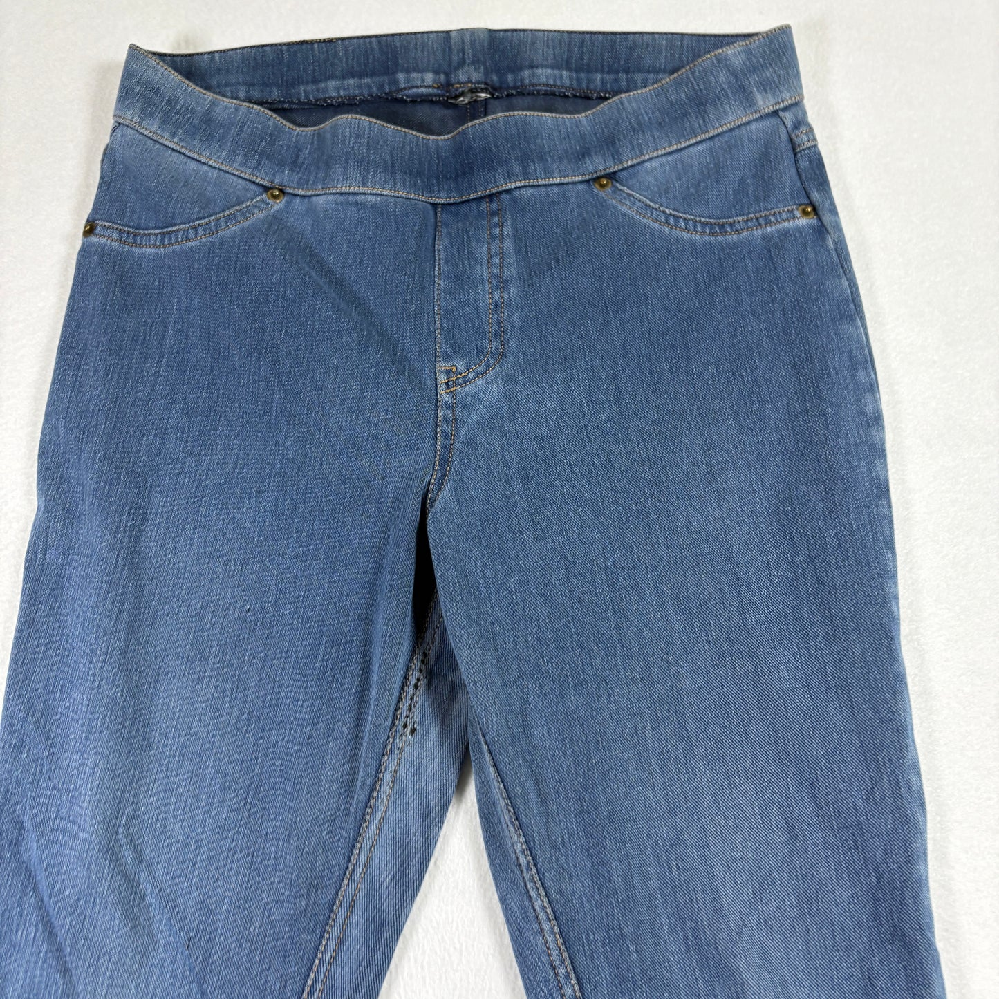 Womens Jeans 10 Blue Pull On Jeggings Stretch Denim Curvy Bootcut Y2K Vintage