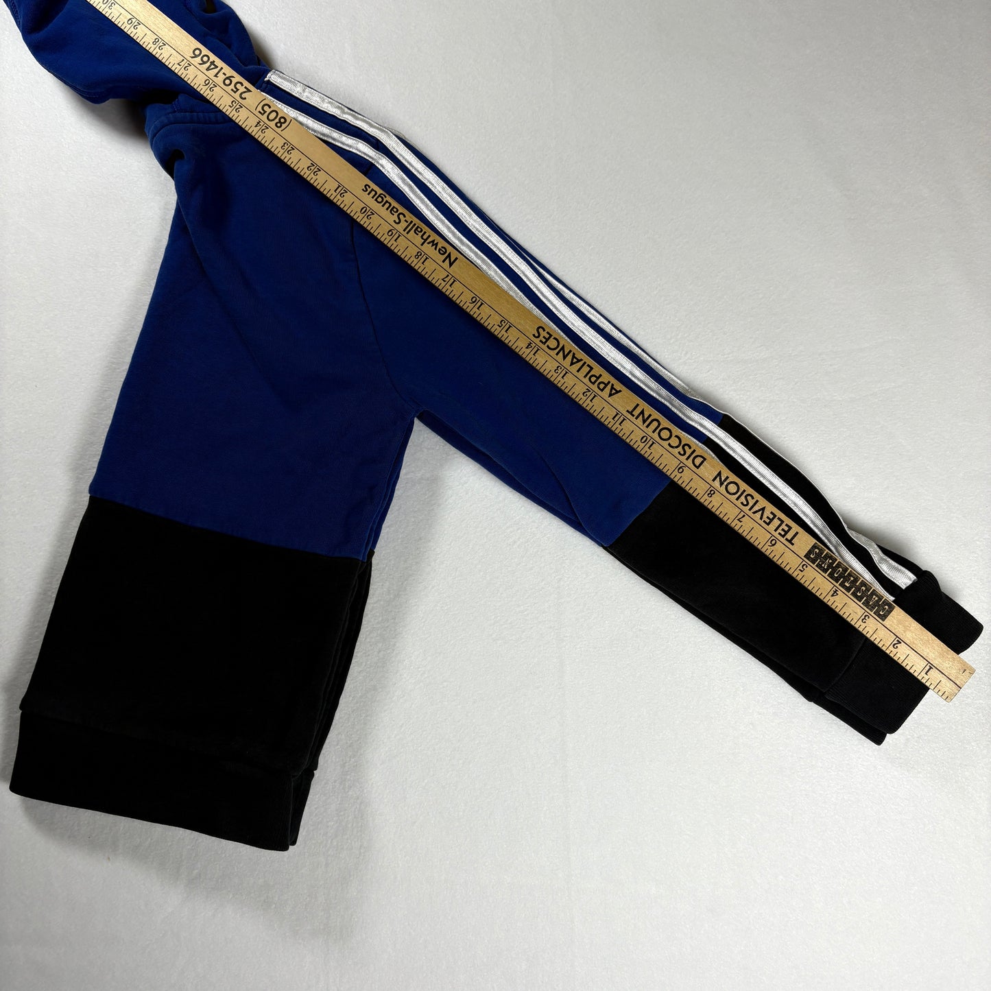 Adidas Kids Hoodie Blue Black Pullover Sweatshirt Logo Medium 10/12