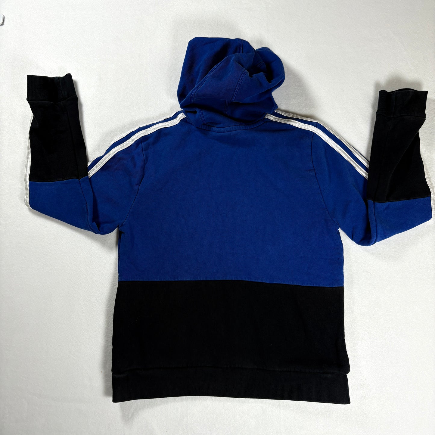Adidas Kids Hoodie Blue Black Pullover Sweatshirt Logo Medium 10/12