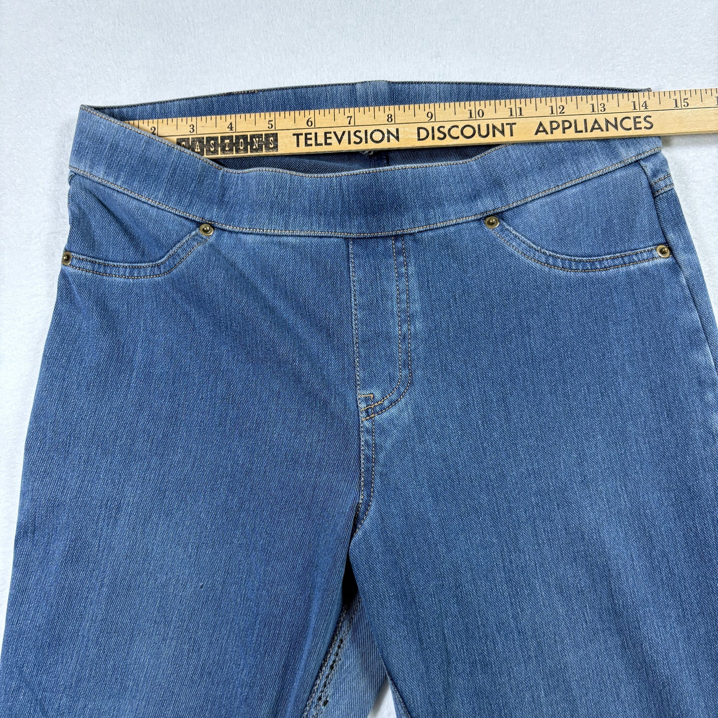 Womens Jeans 10 Blue Pull On Jeggings Stretch Denim Curvy Bootcut Y2K Vintage