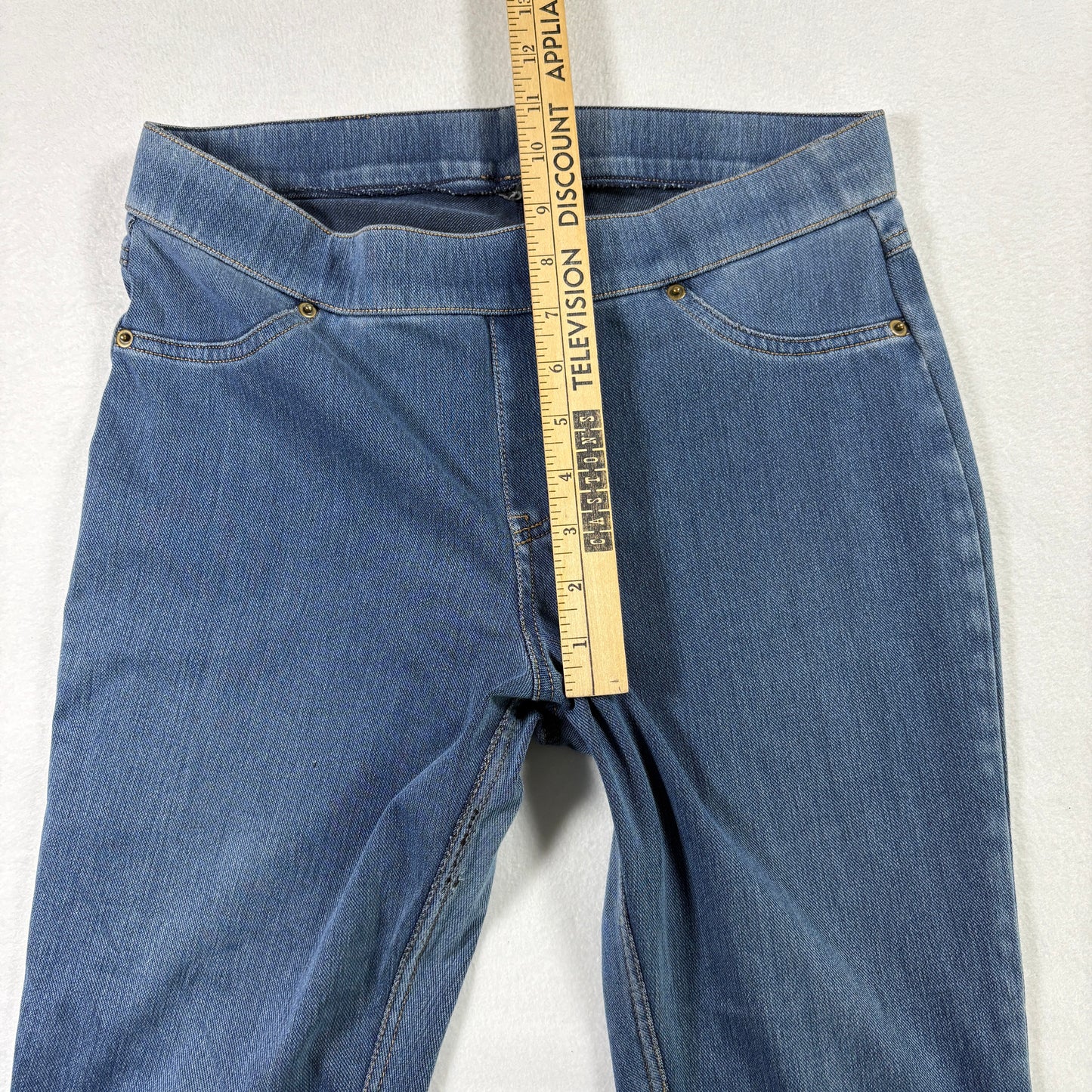 Womens Jeans 10 Blue Pull On Jeggings Stretch Denim Curvy Bootcut Y2K Vintage