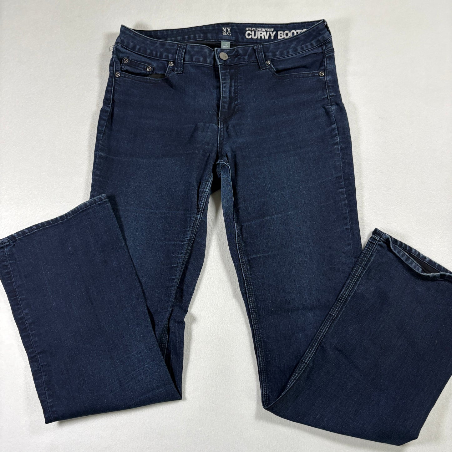 NY&C Womens Jeans Size 10 Curvy Bootcut Dark Wash Denim Y2K 90s Grunge Stretch