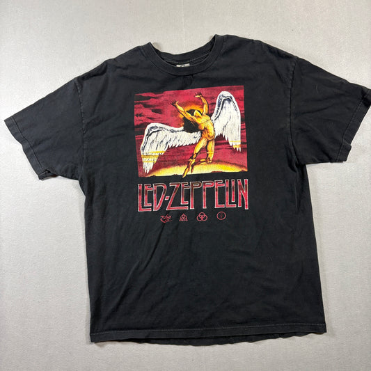 Led Zeppelin Band Tee XL Fits Like X Black Graphic Rock Shirt Vintage Y2K