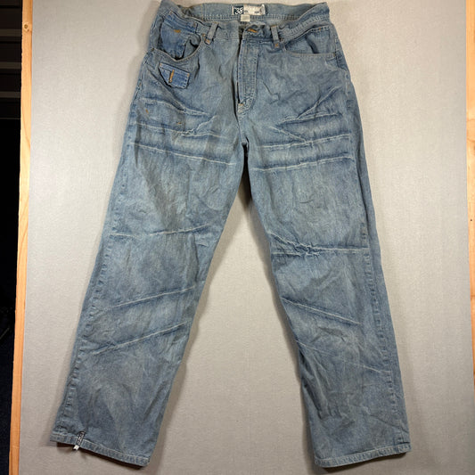 Rocawear Carpenter Utility Jeans 38 Fits Like 37X33 Light Wash Distressed Y2K