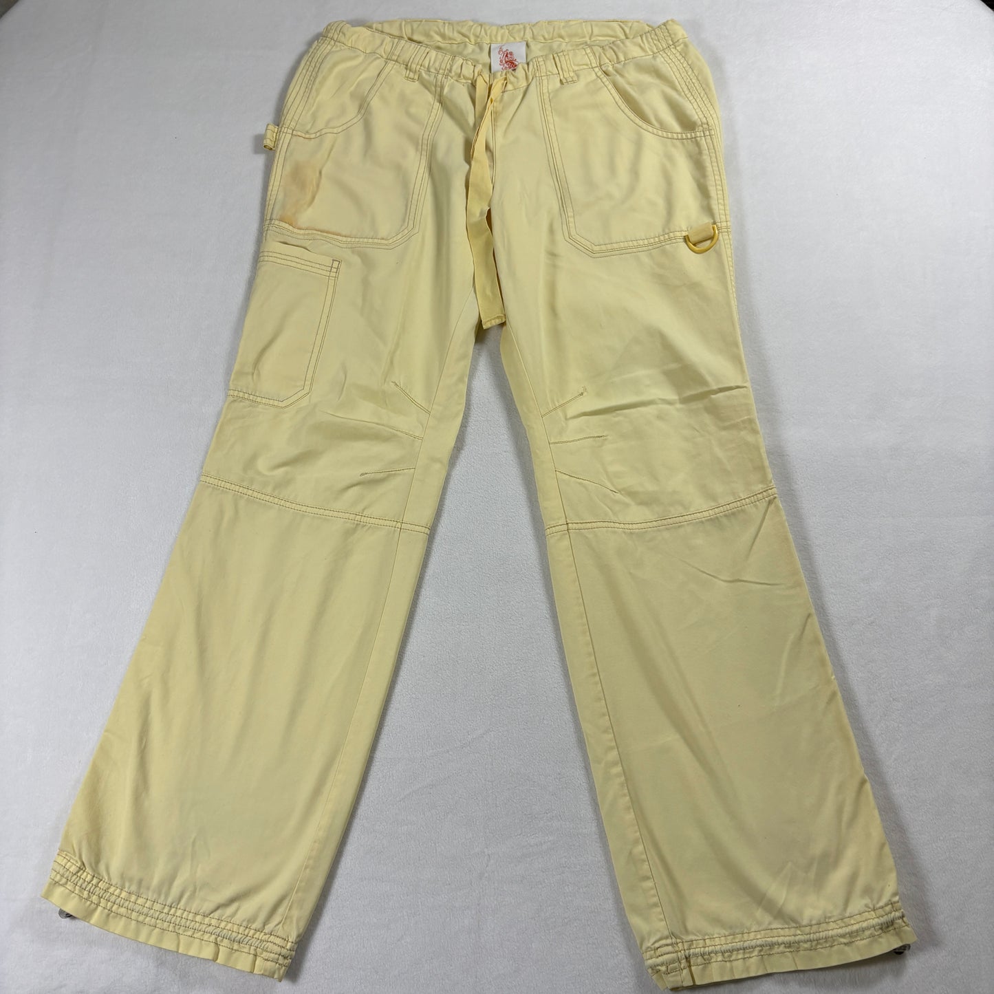 Koi Pants Womens Small Y2K Cargo Utility Streetwear Yellow Retro Style Pants Fit