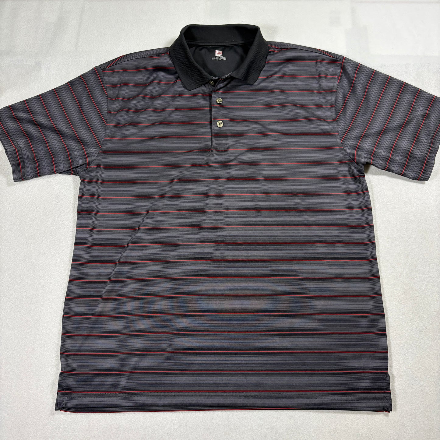 2Under Polo Shirt Mens L Gray Red Stripe Golf Performance Moisture Wicking Top