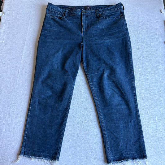 NYDJ Jenna Straight Ankle Womens 16 Dark Wash Stretch Denim Raw Hem Ankle Jeans