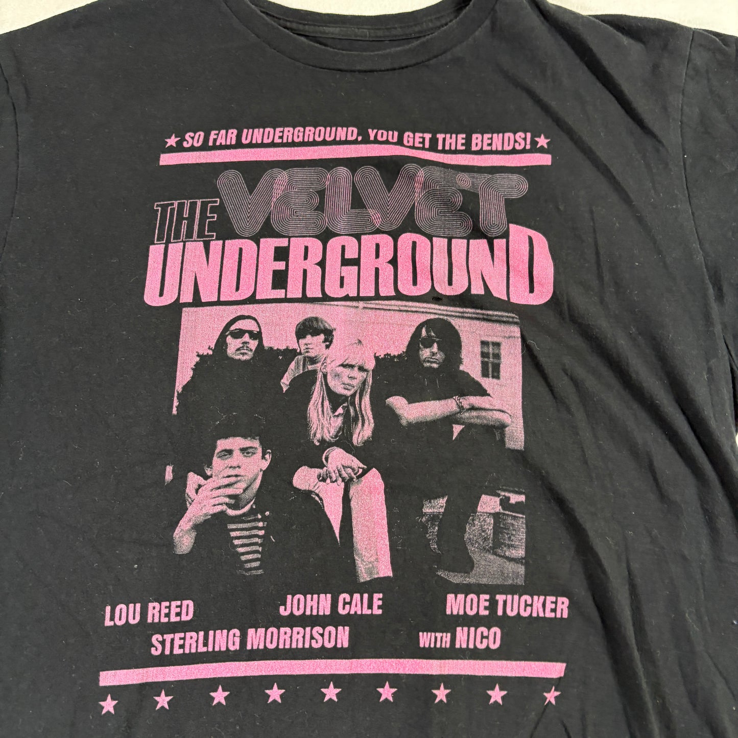 Velvet Underground Mens Band T Shirt Black Pink Graphic Tee Vintage 90s Grunge XL