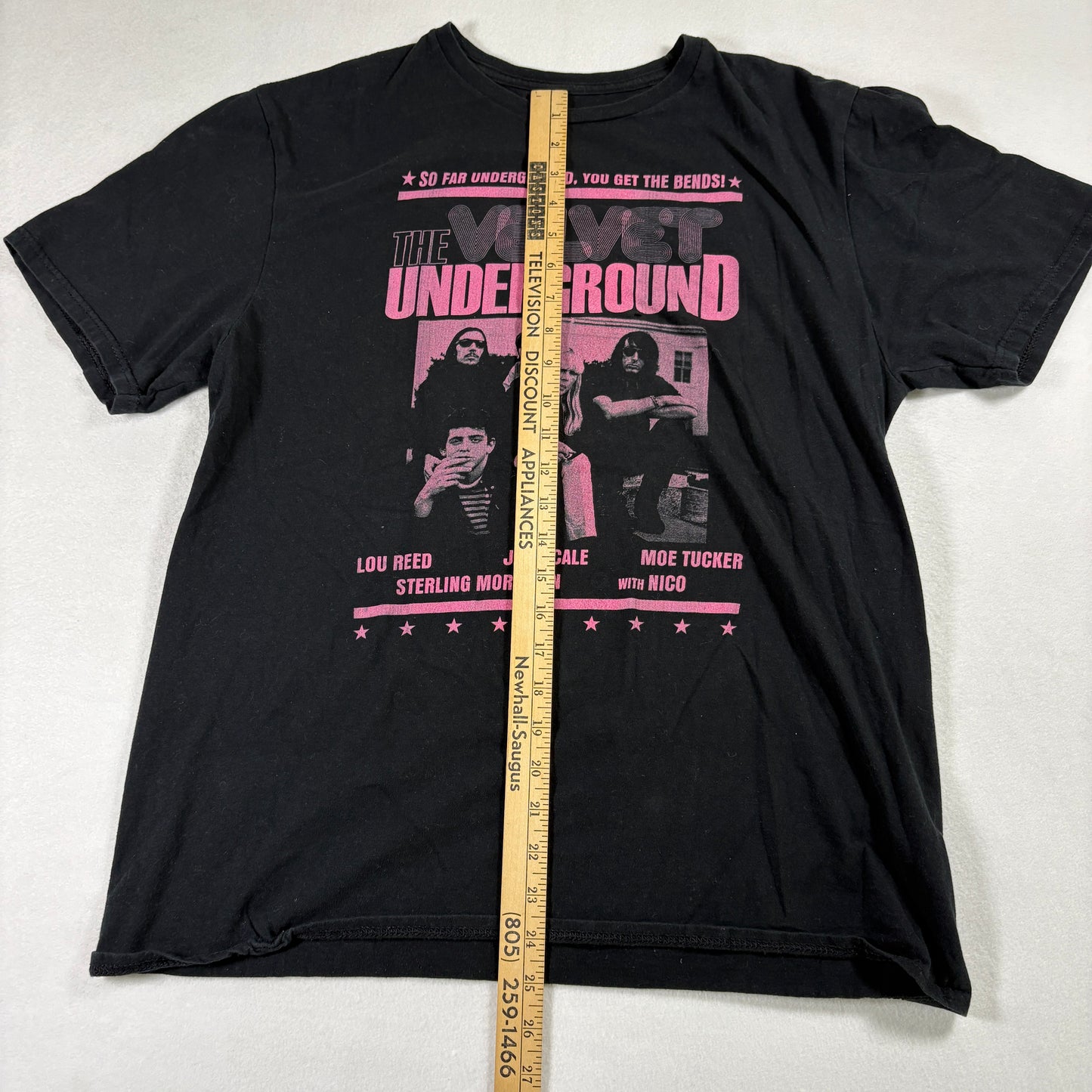 Velvet Underground Mens Band T Shirt Black Pink Graphic Tee Vintage 90s Grunge XL