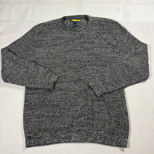 Prince & Fox Sweater Mens L Gray Black Marled Knit Crew Neck Casual Pullover