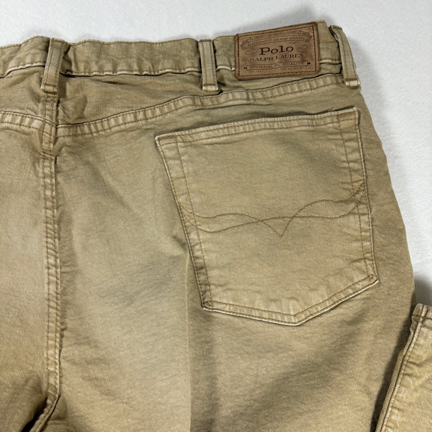 Polo Ralph Lauren Men’s Jeans Khaki Beige Denim Pants Straight Fit 42x32