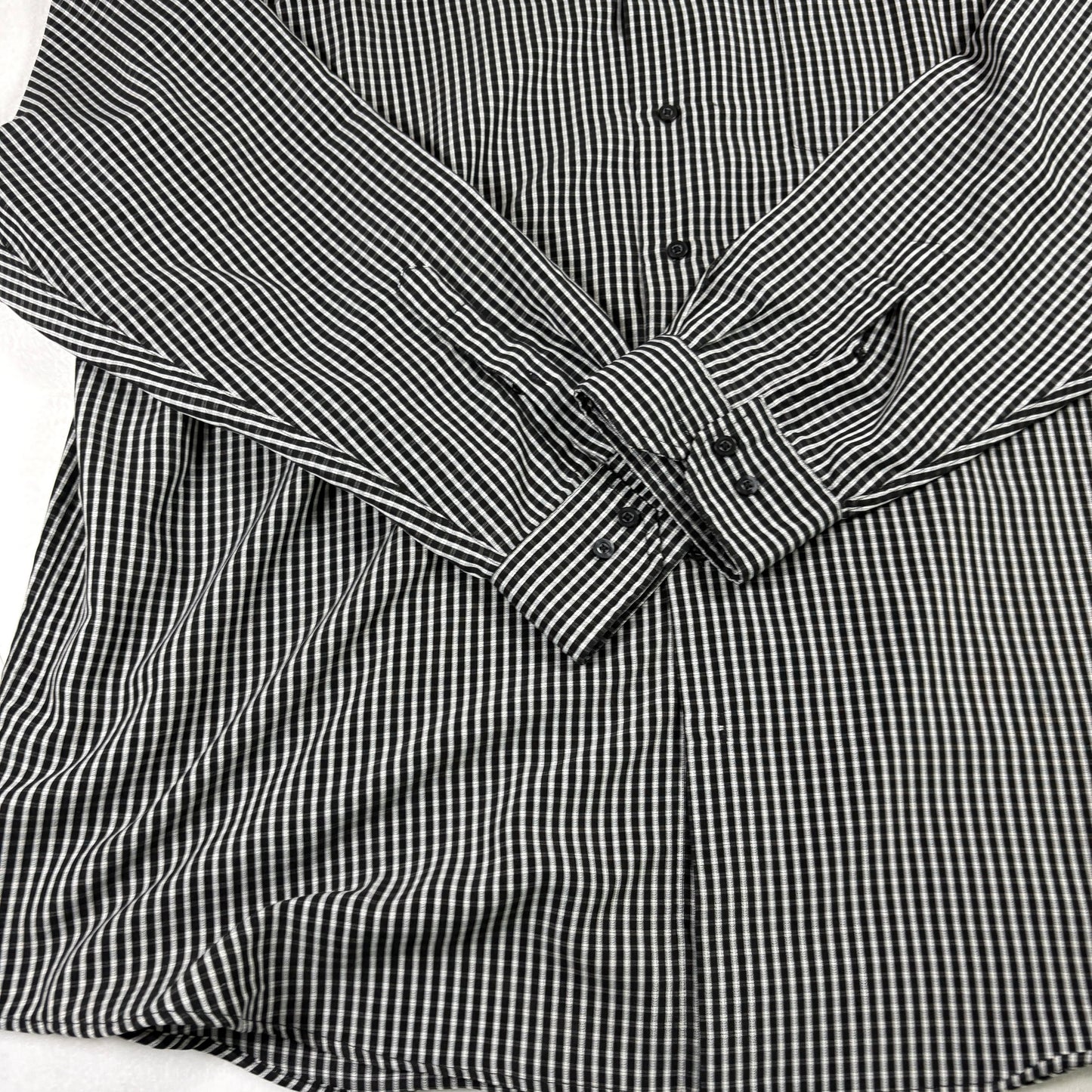 David Taylor Mens Shirt 3XLT Black White Plaid Button Front Long Sleeve Big Tall