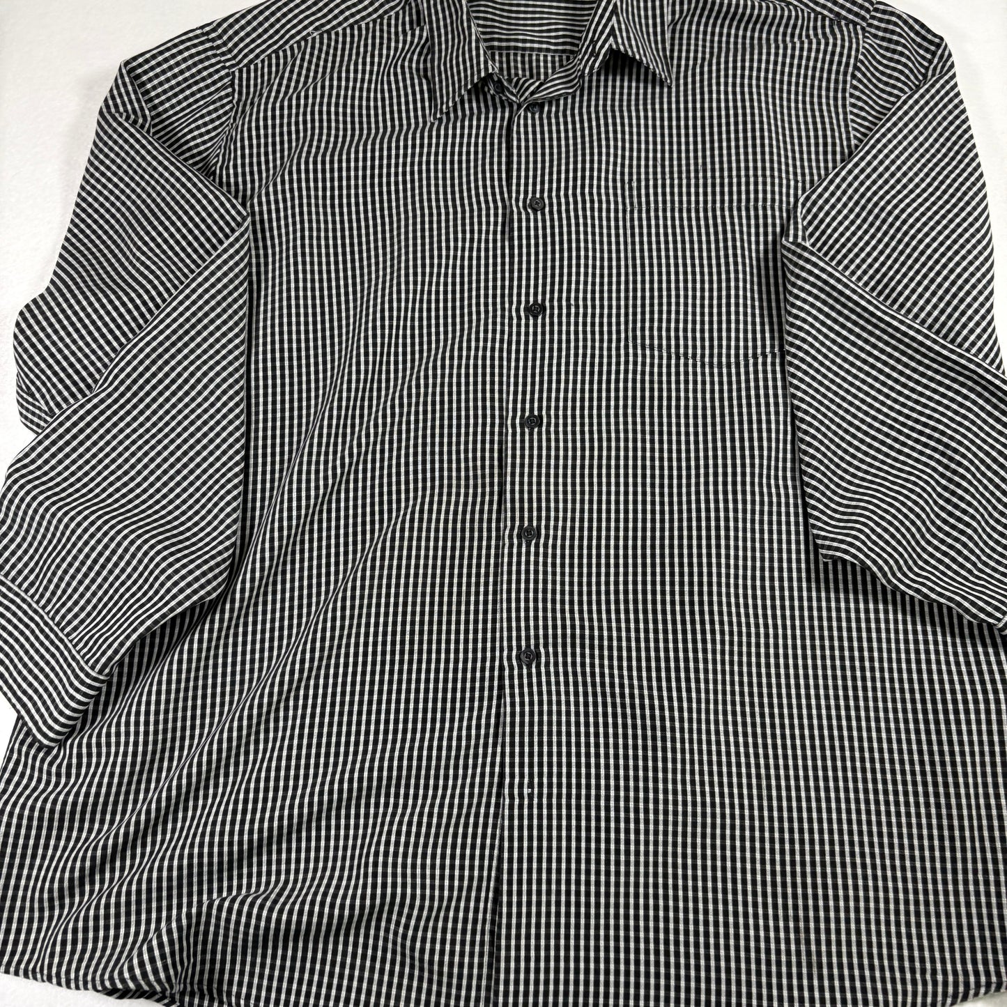 David Taylor Mens Shirt 3XLT Black White Plaid Button Front Long Sleeve Big Tall