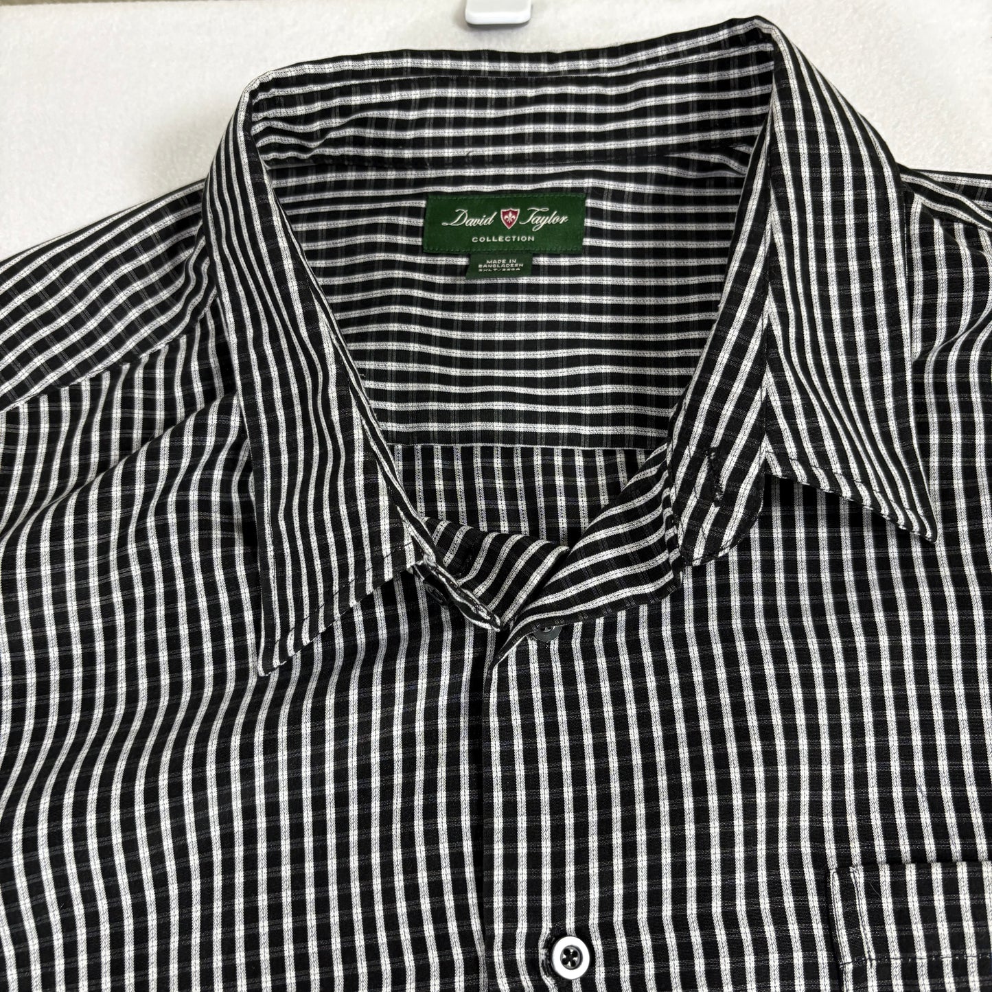 David Taylor Mens Shirt 3XLT Black White Plaid Button Front Long Sleeve Big Tall
