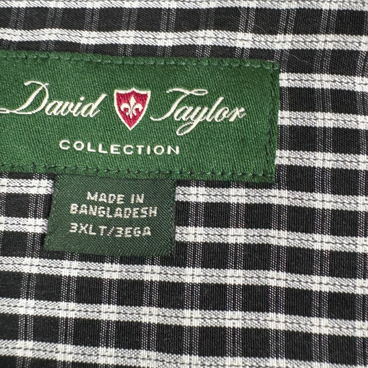 David Taylor Mens Shirt 3XLT Black White Plaid Button Front Long Sleeve Big Tall
