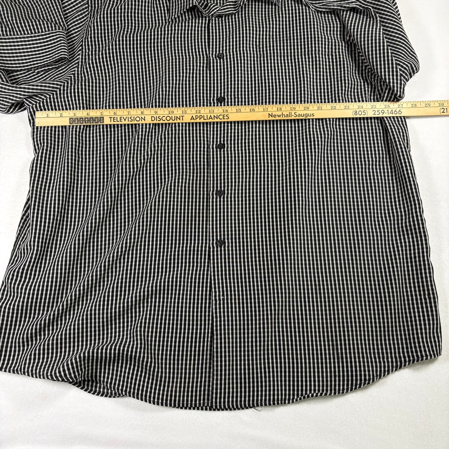 David Taylor Mens Shirt 3XLT Black White Plaid Button Front Long Sleeve Big Tall