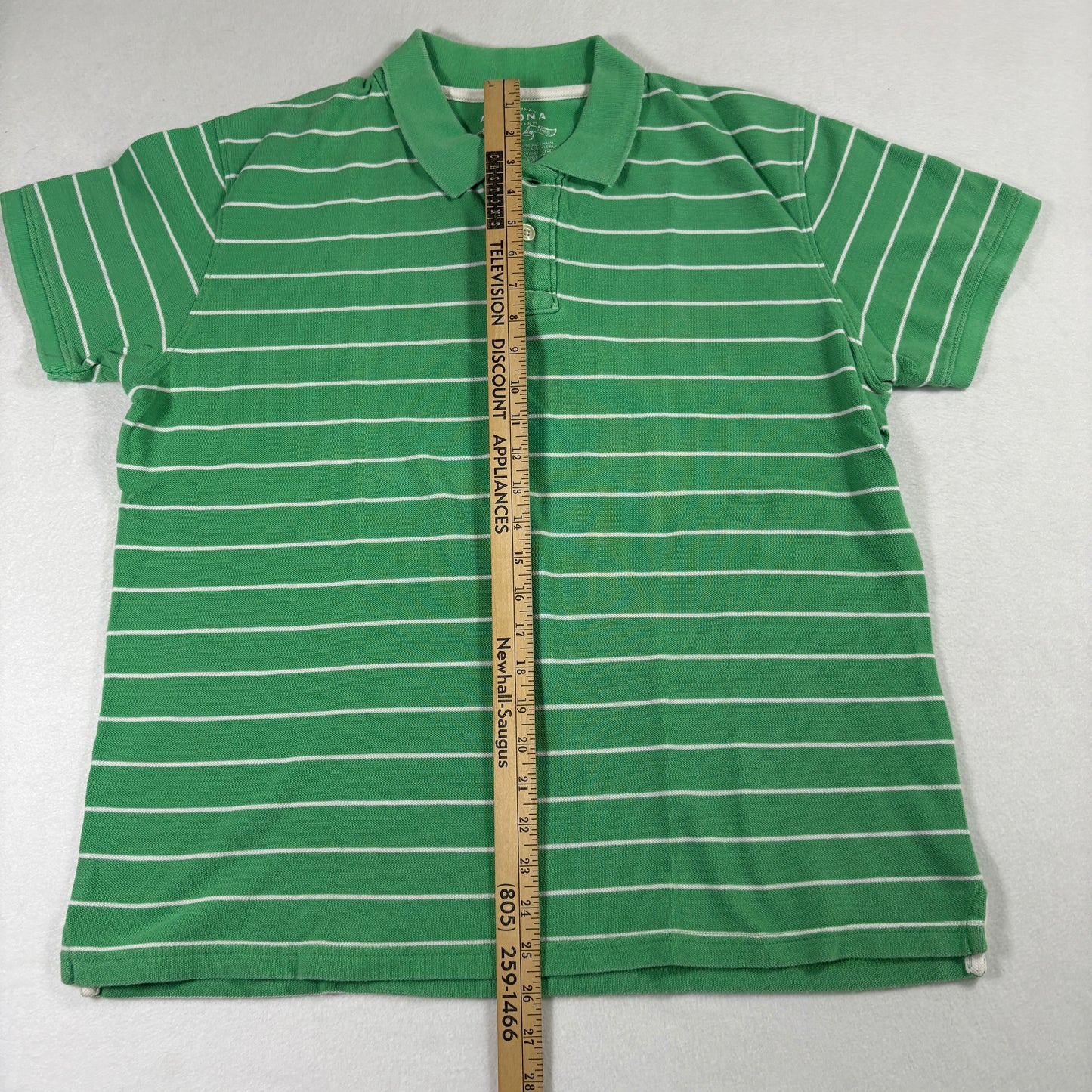 Arizona Jean Co Mens Polo Shirt XXL Green White Striped Short Sleeve Casual Golf