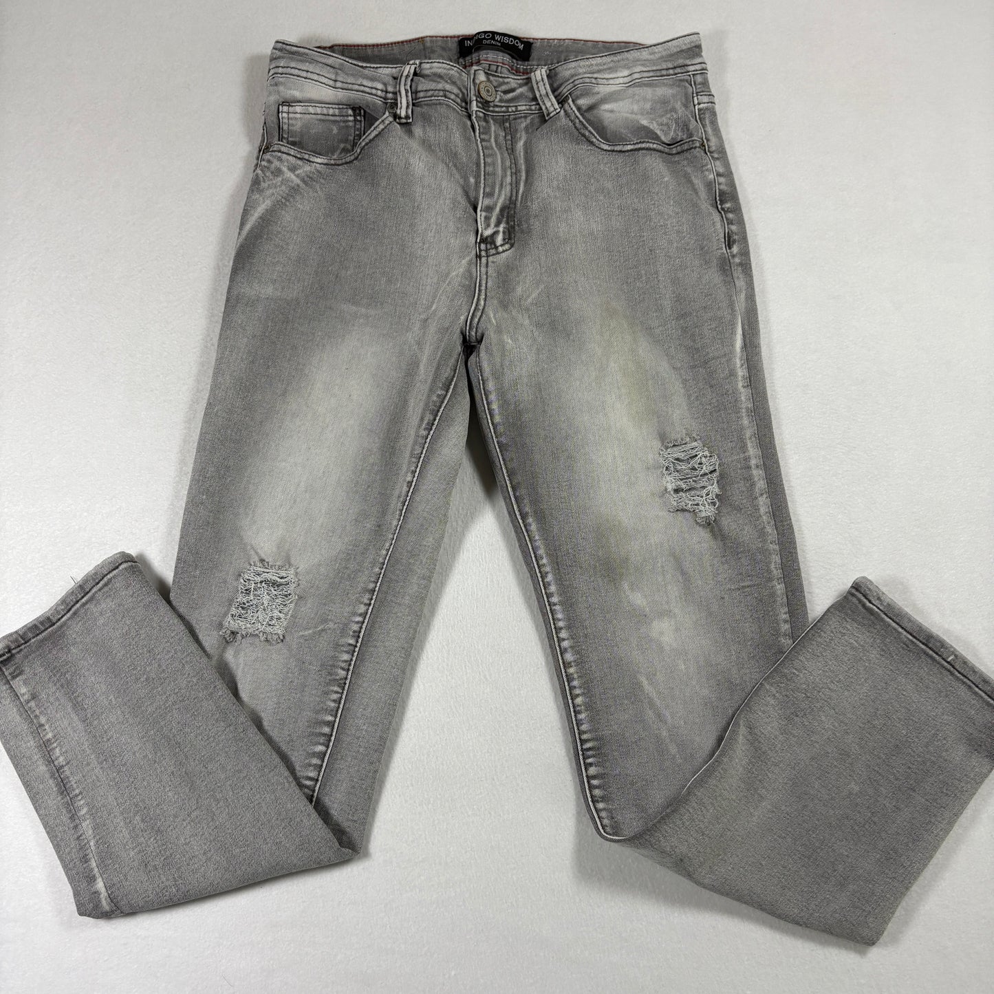 Indigo Wisdom Mens Jeans 32x30 Gray Distressed Denim Slim Fit Y2K Grunge Vintage