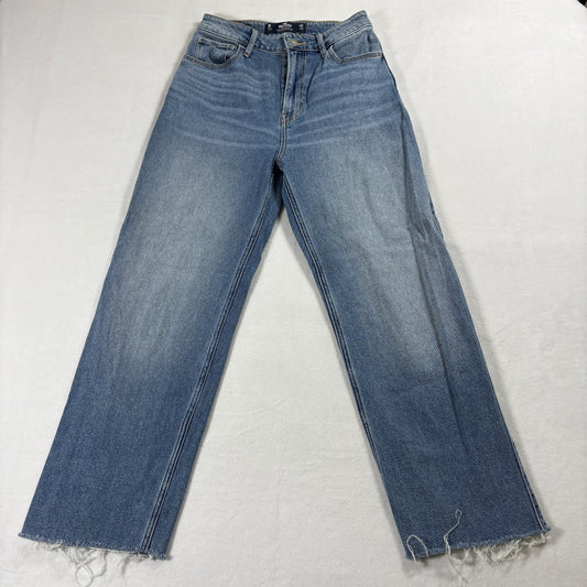 Hollister Dad Jeans Womens 26x31 Blue Ultra High Rise Y2K Raw Hem Denim