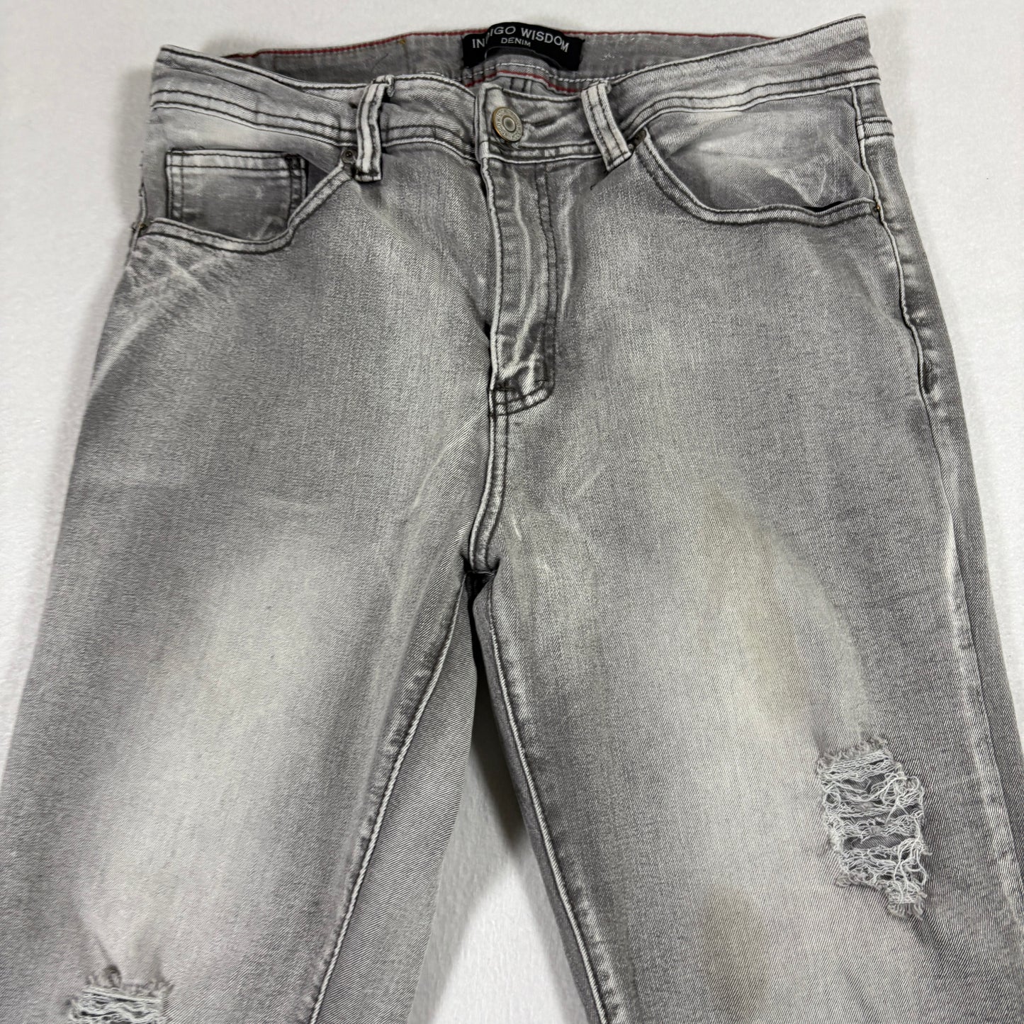 Indigo Wisdom Mens Jeans 32x30 Gray Distressed Denim Slim Fit Y2K Grunge Vintage